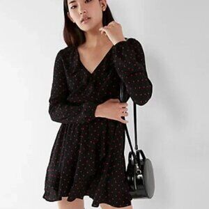 Express Polka Dot Fit & Flare Dress
